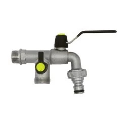 Kugelauslaufhahn, Vernickelt, Messing, ½" Anschluss, Klick-Anschluss