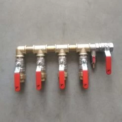 ME-Verteiler Mech., 4 Kugelhähne Einseitig