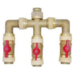 Ventilverteiler 1" Mit 3 Kugelhähne, Messing 7 Ventilverteiler 1" Mit 3 Kugelhähne, Messing -Gartenpflege 63009 2 51