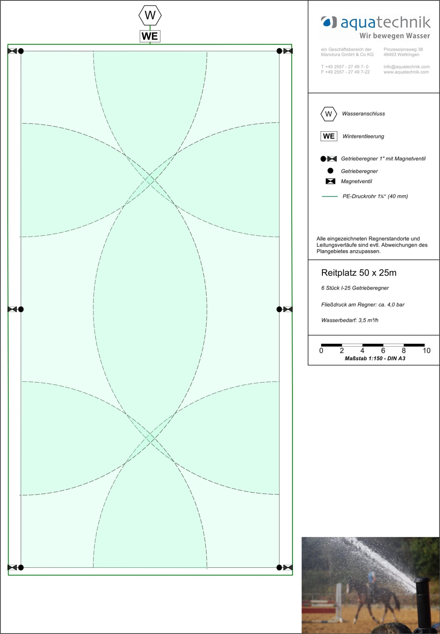 Reitplatz CLASSIC 50 X 25 M, 6 Regner, Mech. Einzelsteuerung 3 Reitplatz CLASSIC 50 X 25 M, 6 Regner, Mech. Einzelsteuerung